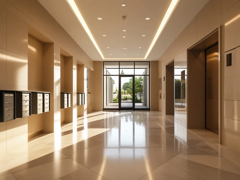 Hall d'immeuble propre avec boîtes aux lettres à Genève